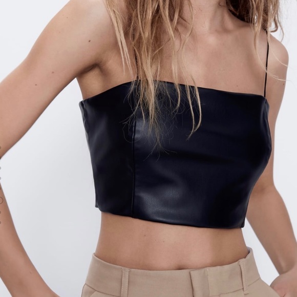 Zara | Tops | Zara Faux Leather Crop Top | Poshmark